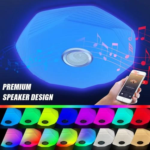 Détail de Plafonnier LED Dimmable CheDux, Bluetooth, RGB, Télécommande