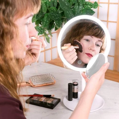 Détail de Miroir Grossissant Rond LED Navaris, Salle de Bain, Maquillage