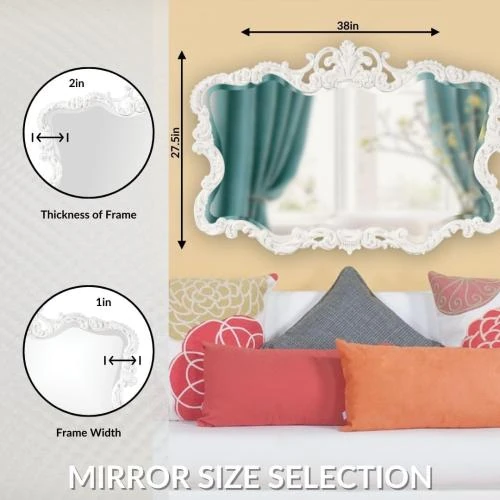 Zoom sur Miroir Talida blanc, Howard Elliott Collection, design élégant