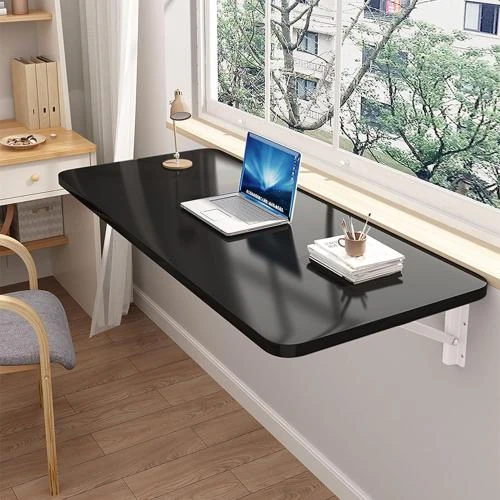 Table murale pliante FURNIKNA, bureau suspendu noir - Vue principale