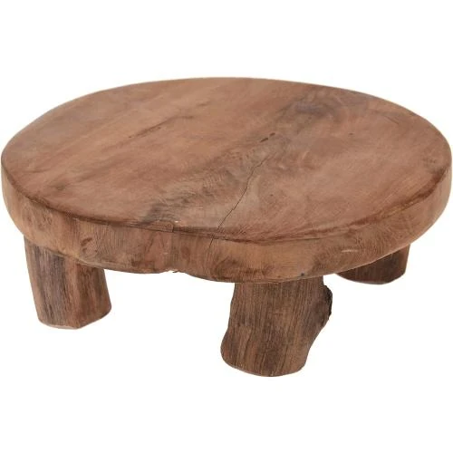Tabouret plantes teck véritable, décoratif, massif, fait main - Vue principale
