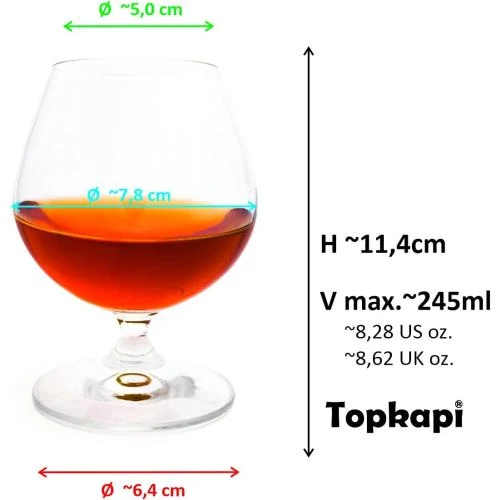 Zoom sur Topkapi Lot 6 Verres Cognac Transparent 250 ml
