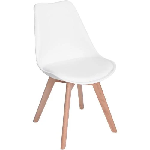 Chaises scandinaves IPOTIUS, bois hêtre massif, blanc - Vue principale