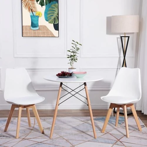 Détail de Chaises scandinaves IPOTIUS, bois hêtre massif, blanc