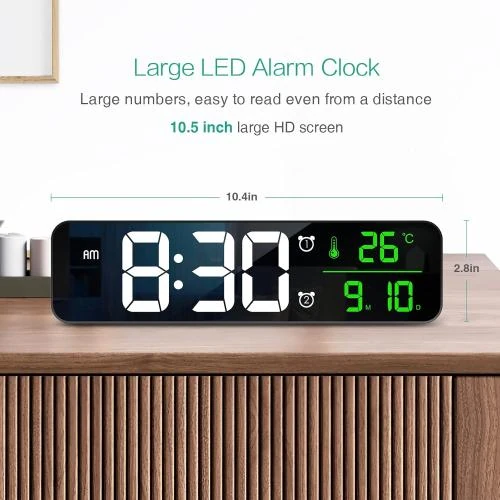 Détail de ORIA Réveil Numérique LED, Horloge de Chevet Miroir