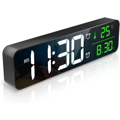 ORIA Réveil Numérique LED, Horloge de Chevet Miroir - Vue principale