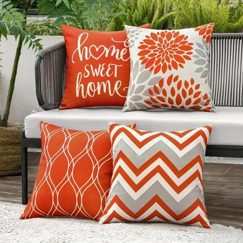 Détail de Lot MIULEE 4 Housses d'Oreillers Imperméables pour Extérieur