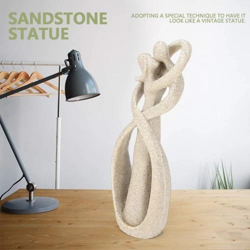 Zoom sur Jadpes Statue Gres Baiser Amoureux Sculpture Artisanale
