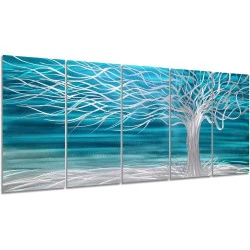 Décoration murale arbre métal N\C, bleu, argent, artisanale