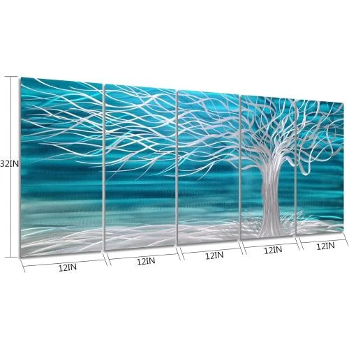 Détail de Décoration murale arbre métal N\C, bleu, argent, artisanale