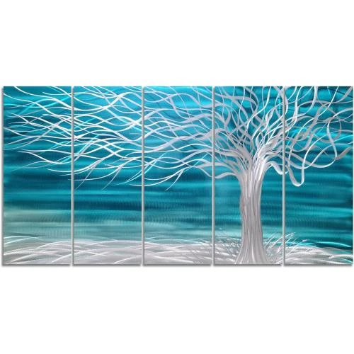 Zoom sur Décoration murale arbre métal N\C, bleu, argent, artisanale