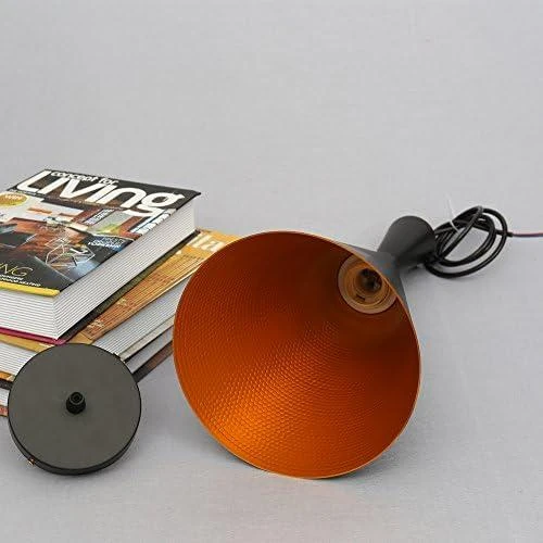 Zoom sur Suspension Luminaire Industriel Vintage, Plafonnier Rétro Métal, Lampe