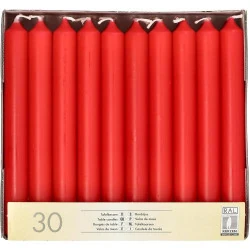 Bougies Tafelkerzen rouges, 30 pièces, diamètre 2,15 cm