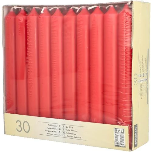 Détail de Bougies Tafelkerzen rouges, 30 pièces, diamètre 2,15 cm