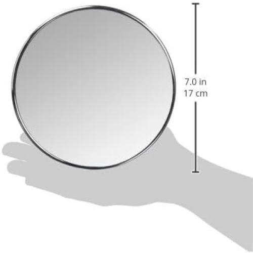 Zoom sur Miroir Rond Grossissant X5, Ventouse Acier Chrome