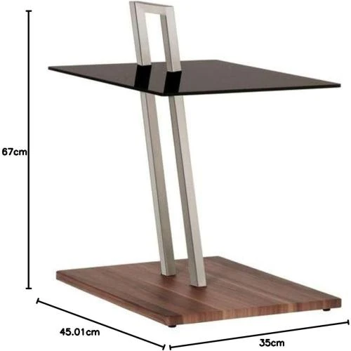 Zoom sur Table d'appoint HAKU Mobel, MDF, acier inoxydable, noyer
