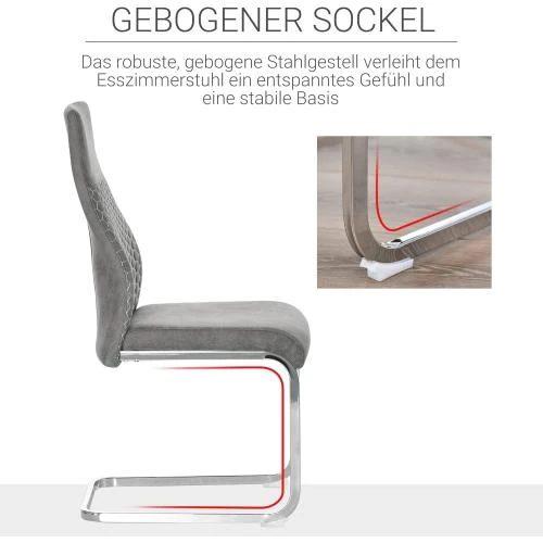 Zoom sur Chaises salle à manger Velvet Touch Acier Gris Homcom