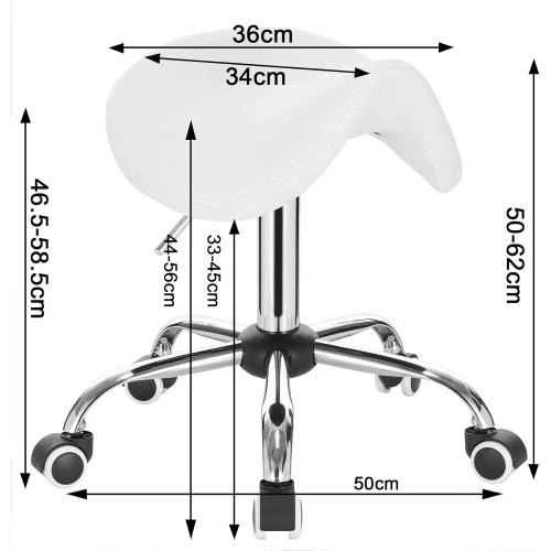 Détail de Tabouret de Selle Rembourré Similicuir Blanc, Pivotant