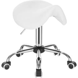 Présentation Tabouret de Selle Rembourré Similicuir Blanc, Pivotant
