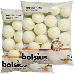 Bougies Flottantes Bolsius, 20 unités, couleur Ivoire