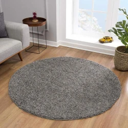 Tapis Rond Gris, Qualité Supérieure, Certifié Oeko-Tex