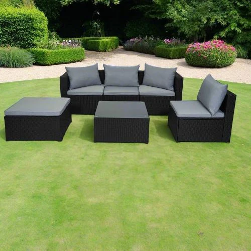Détail de Evre Ensemble Meubles Jardin Miami Rotin Noir