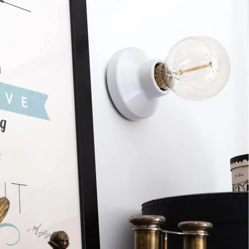 Détail de Lampe encastrable porcelaine E27, vernis blanc HAVA