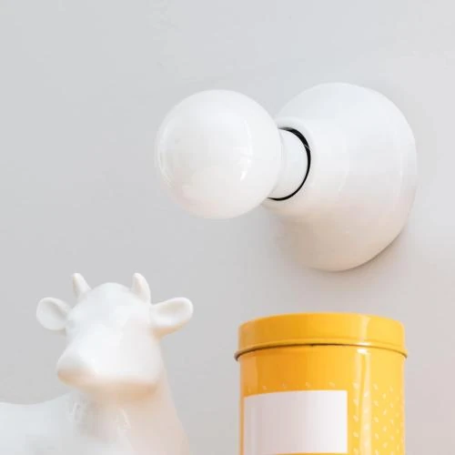 Lampe encastrable porcelaine E27, vernis blanc HAVA - Vue principale
