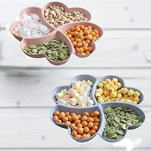 Détail de Assiettes Snack Compartiments Lot 2 Bleu Rose Reutilisables