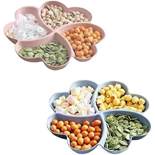 Assiettes Snack Compartiments Lot 2 Bleu Rose Reutilisables - Vue principale