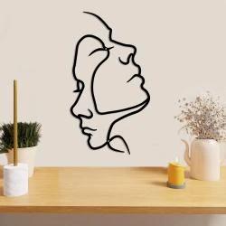 Tête de couple métal, design lignes abstraites élégantes
