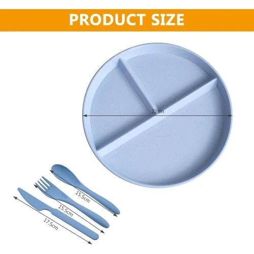 Détail de Assiettes Divisées Incassables Nizirioo, 3 Compartiments, Sans BPA