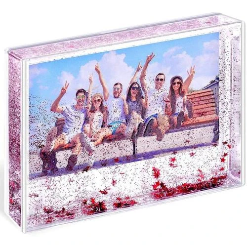 Détail de Cadre photo acrylique paillettes rouge Draxdlche