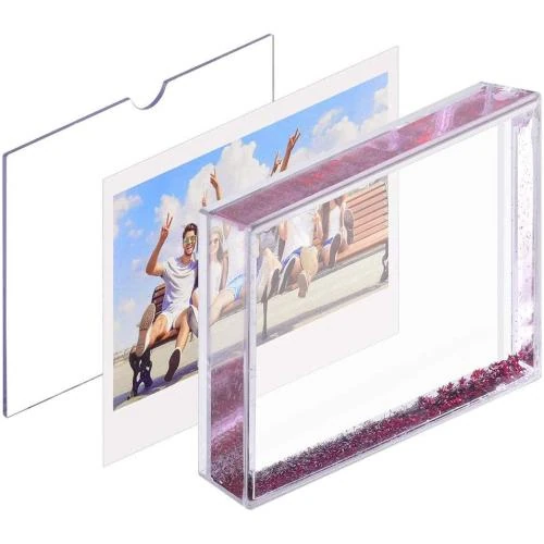 Zoom sur Cadre photo acrylique paillettes rouge Draxdlche