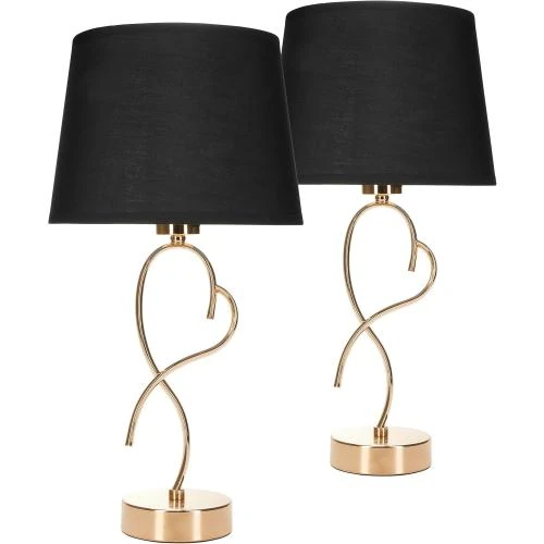 BRUBAKER Lampes table chevet Heart Swing, Noir Doré - Vue principale