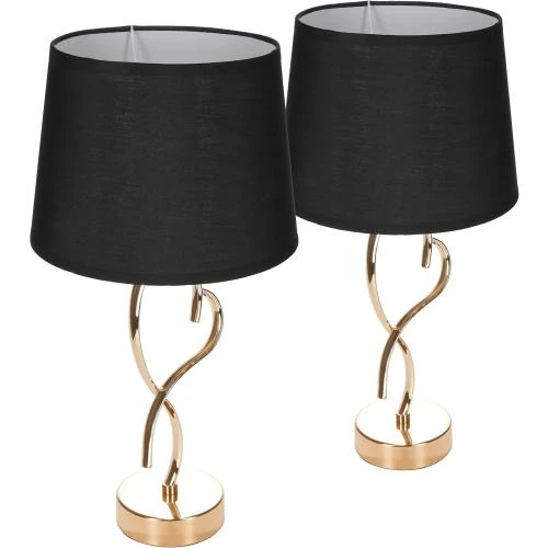 Zoom sur BRUBAKER Lampes table chevet Heart Swing, Noir Doré