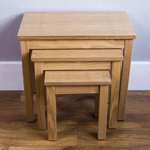 Détail de Tables gigognes placage chêne naturel, Home Discount
