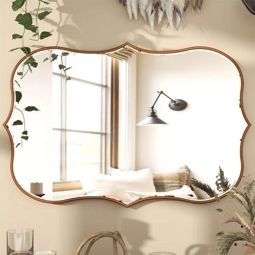 Miroir Mural Doré SHYFOY, Décoration Salle de Bain, Chambre - Vue principale