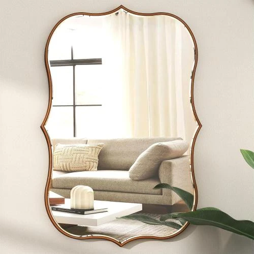 Zoom sur Miroir Mural Doré SHYFOY, Décoration Salle de Bain, Chambre