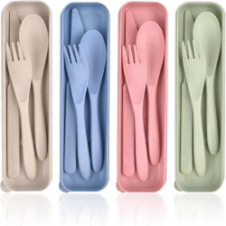Jiayaus Couverts Plastique Réutilisables, Lot 4, Portable