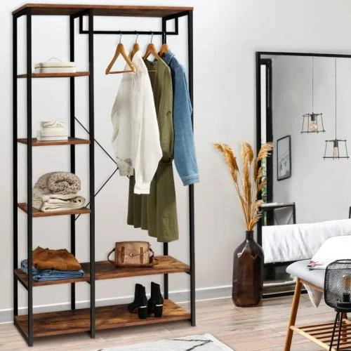 Détail de Dressing penderie étagère Hawkins, design industriel moderne
