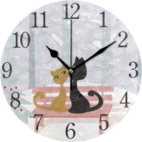 Horloge Murale Ronde Chats, Silencieuse, Décoration Intérieur - Vue principale