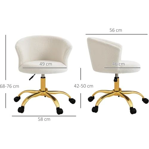 Zoom sur Chaise Bureau Ergonomique Vinsetto, Confortable, Pivotante, Blanc