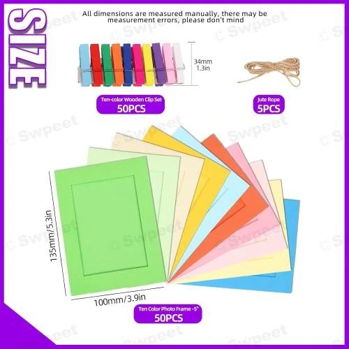 Détail de Swpeet 105 Cadres Photo Papier Colorés, Suspendre