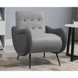Fauteuil Moderne Rembourré Tissu Gris, Design Élégant