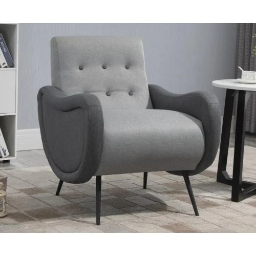 Fauteuil Moderne Rembourré Tissu Gris, Design Élégant - Vue principale