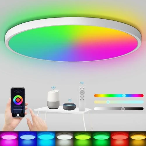 Heyseven Plafonnier LED RGB Dimmable, Télécommande Wifi - Vue principale