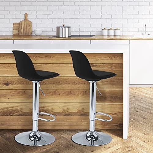 Détail de Tabourets Bar Karl Design Noir, Lot de 2 IDMarket