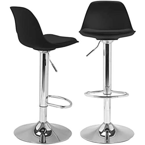 Tabourets Bar Karl Design Noir, Lot de 2 IDMarket - Vue principale