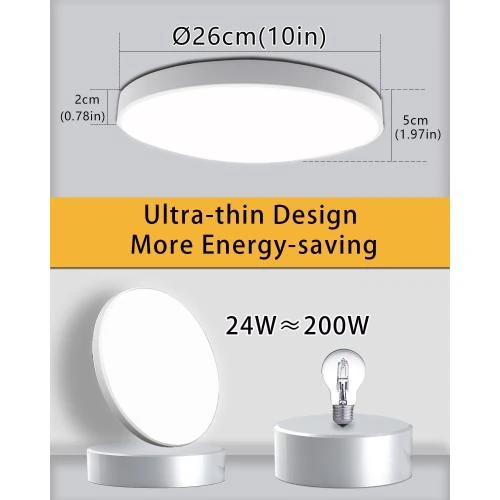 Zoom sur Plafonnier LED Buvyuotu Rond 24W 6000K Blanc Moderne
